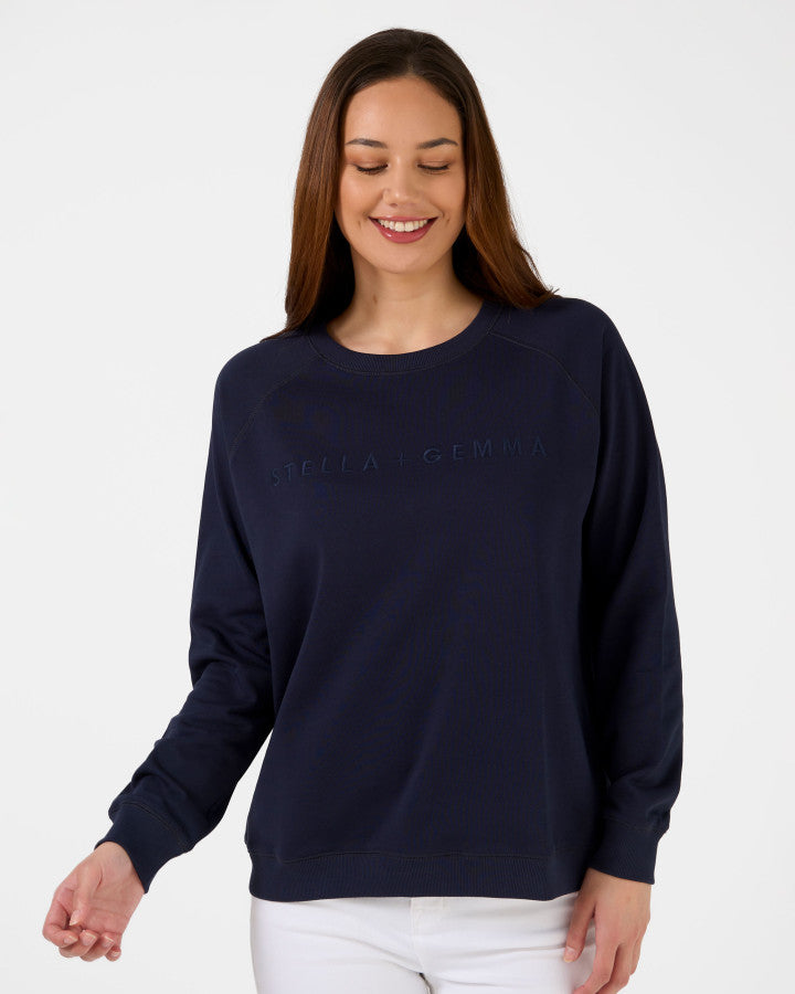 Classic Logo Sweater by Stella & Gemma - Navy     - Stella & Gemma
