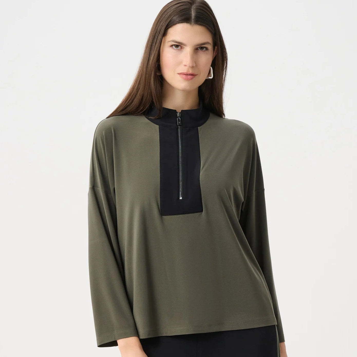 Silky Knit Color Block Straight Top by Joseph Ribkoff