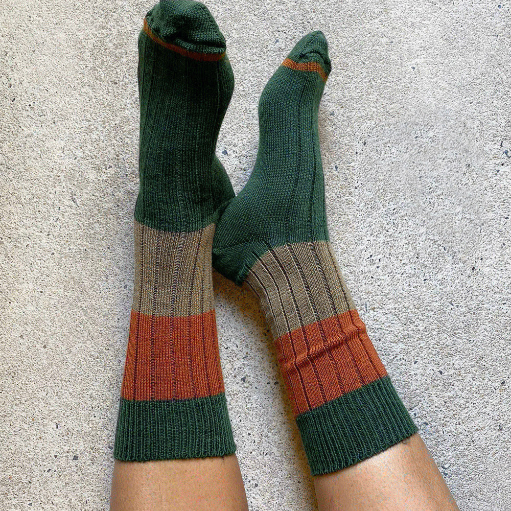 Chunky Rib Merino Wool Socks – Green by Tightology