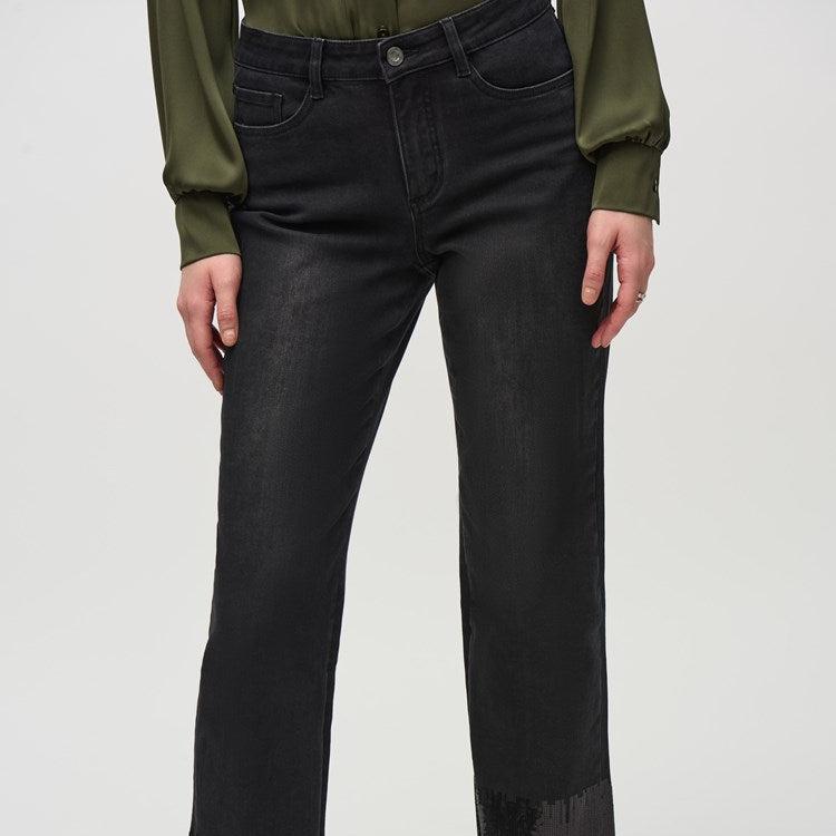 Straight Crop denim pant by Joseph Ribkoff - Sequin hem