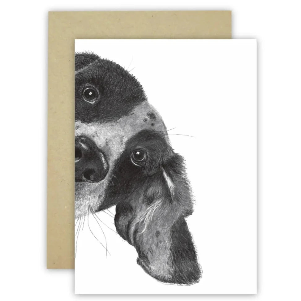 Peeking Dog C6 Card by Cathy Hamilton Artworks