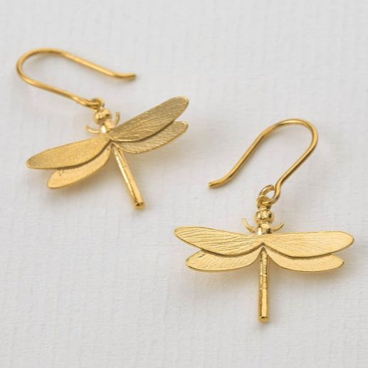 Dragonfly Hook Earrings by Alex Monroe - Gold Plate