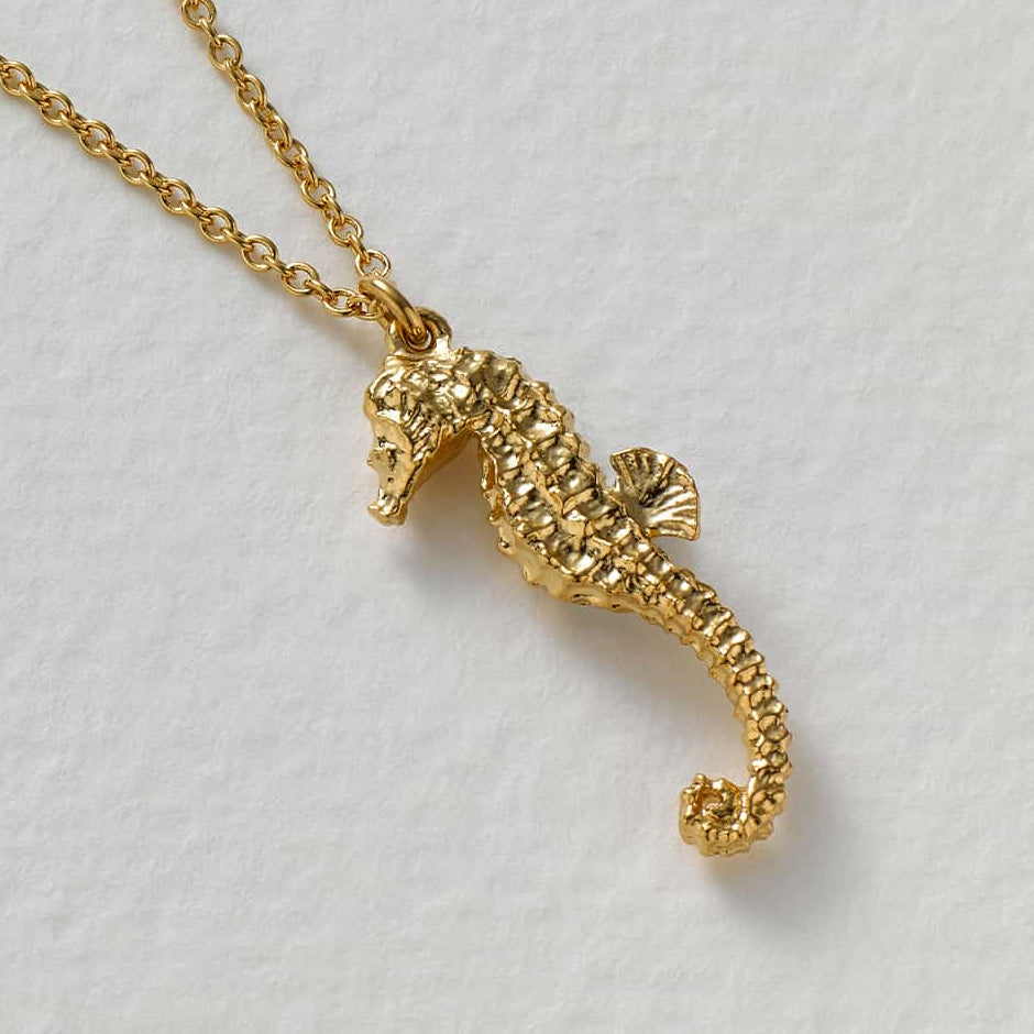 Seahorse Necklace by Alex Monroe in Gold Plate or Sterling Silver