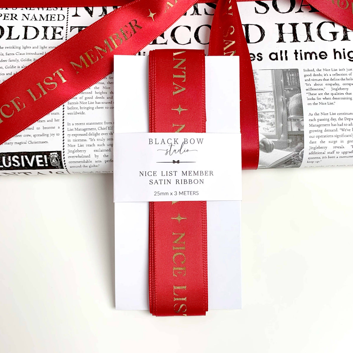 Nice List Ribbon Nice List Member Christmas Red Ribbon - 3m – HivePortarlington