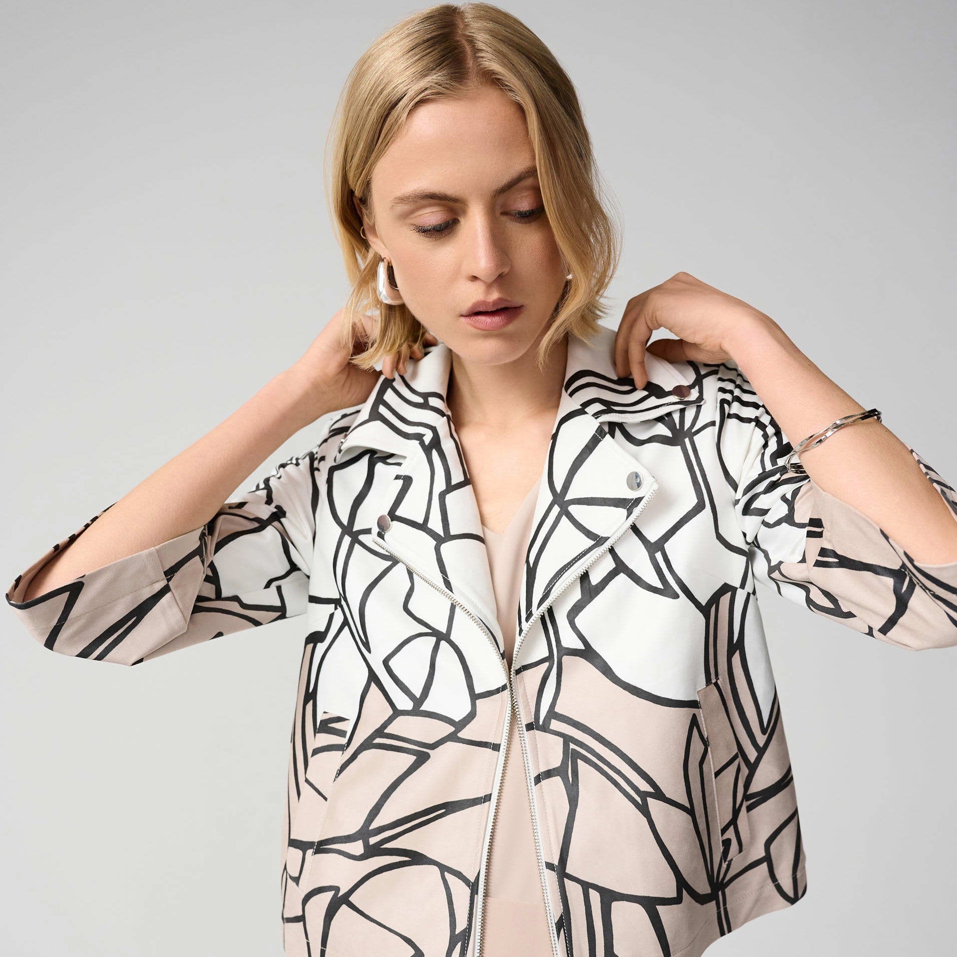 Faux Suede Abstract Print Swing Jacket by Joseph Ribkoff