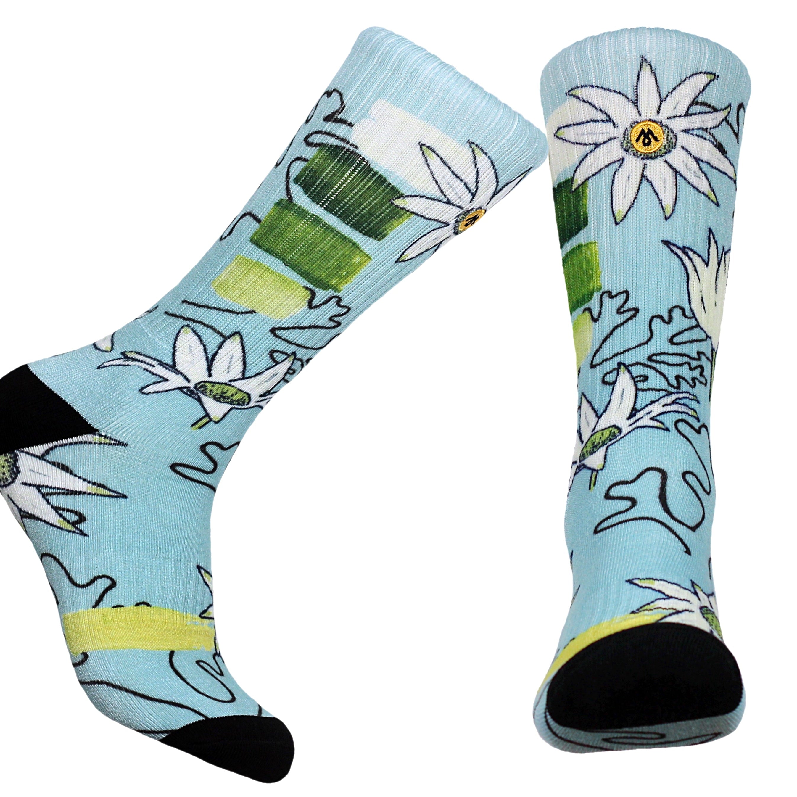 Flannel Flower socks by Mennie
