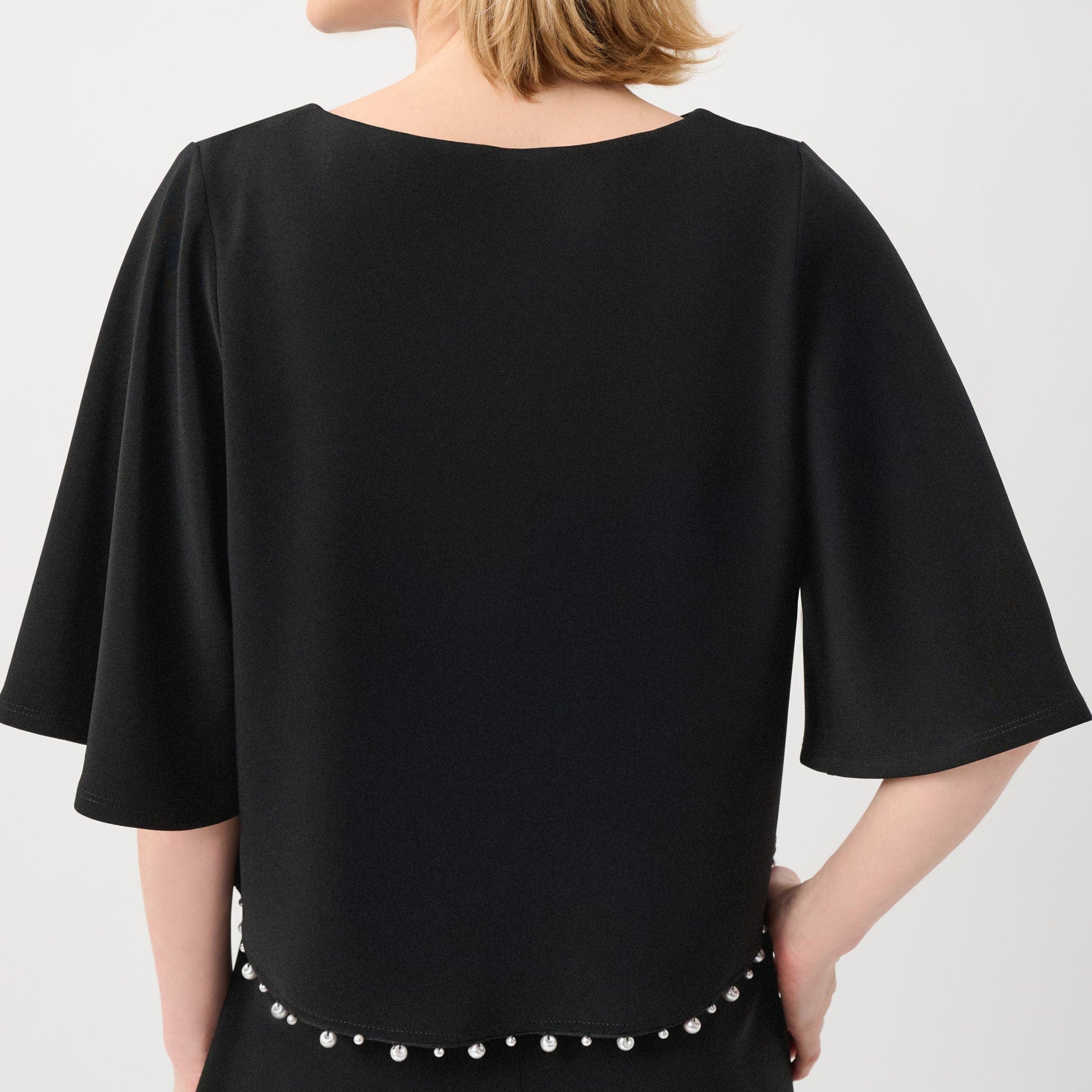 Silky Knit Flared Top With Pearl Detail by Joseph Ribkoff