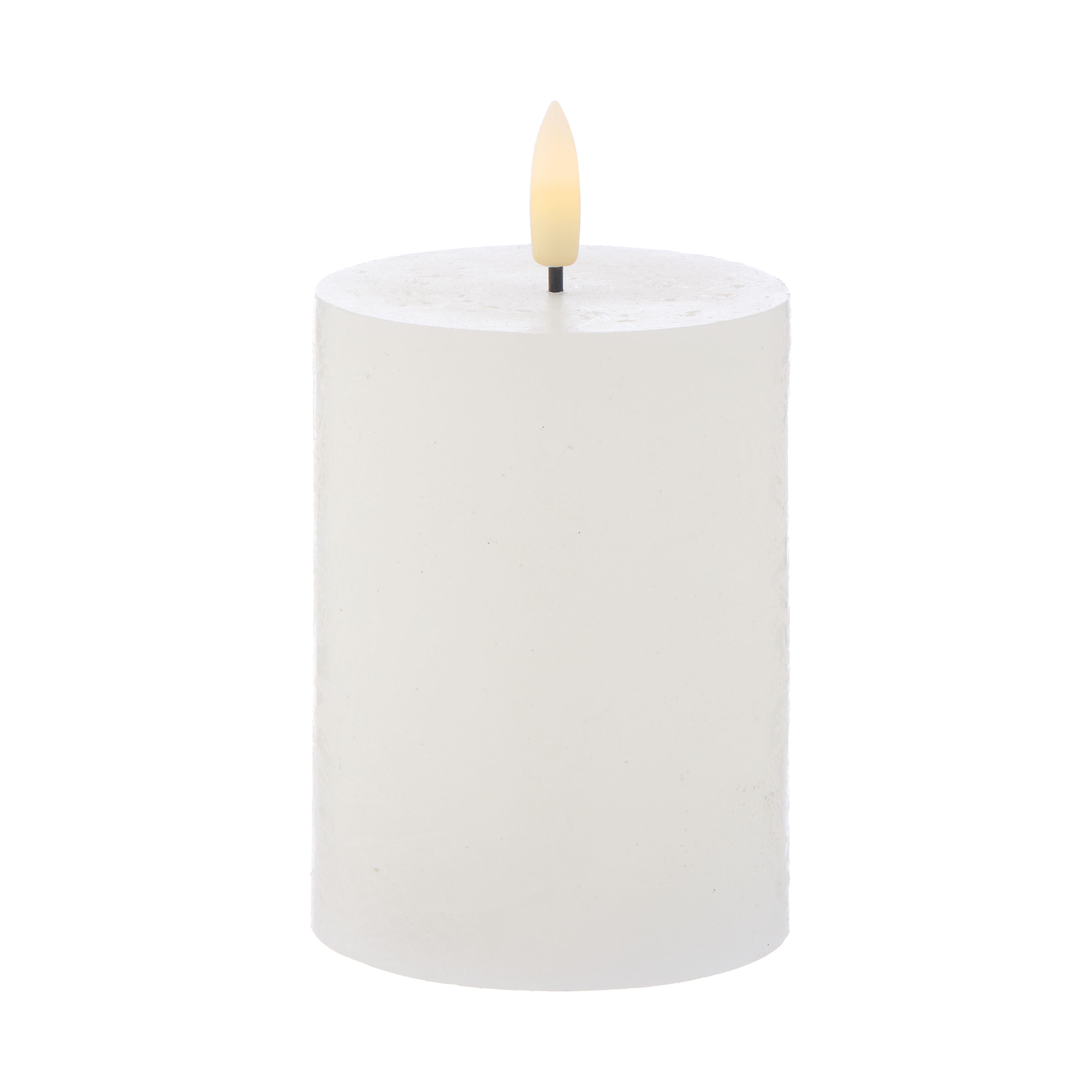 Hughe LED Flickering Candle (Rustic White - 10CM) by Amalfi
