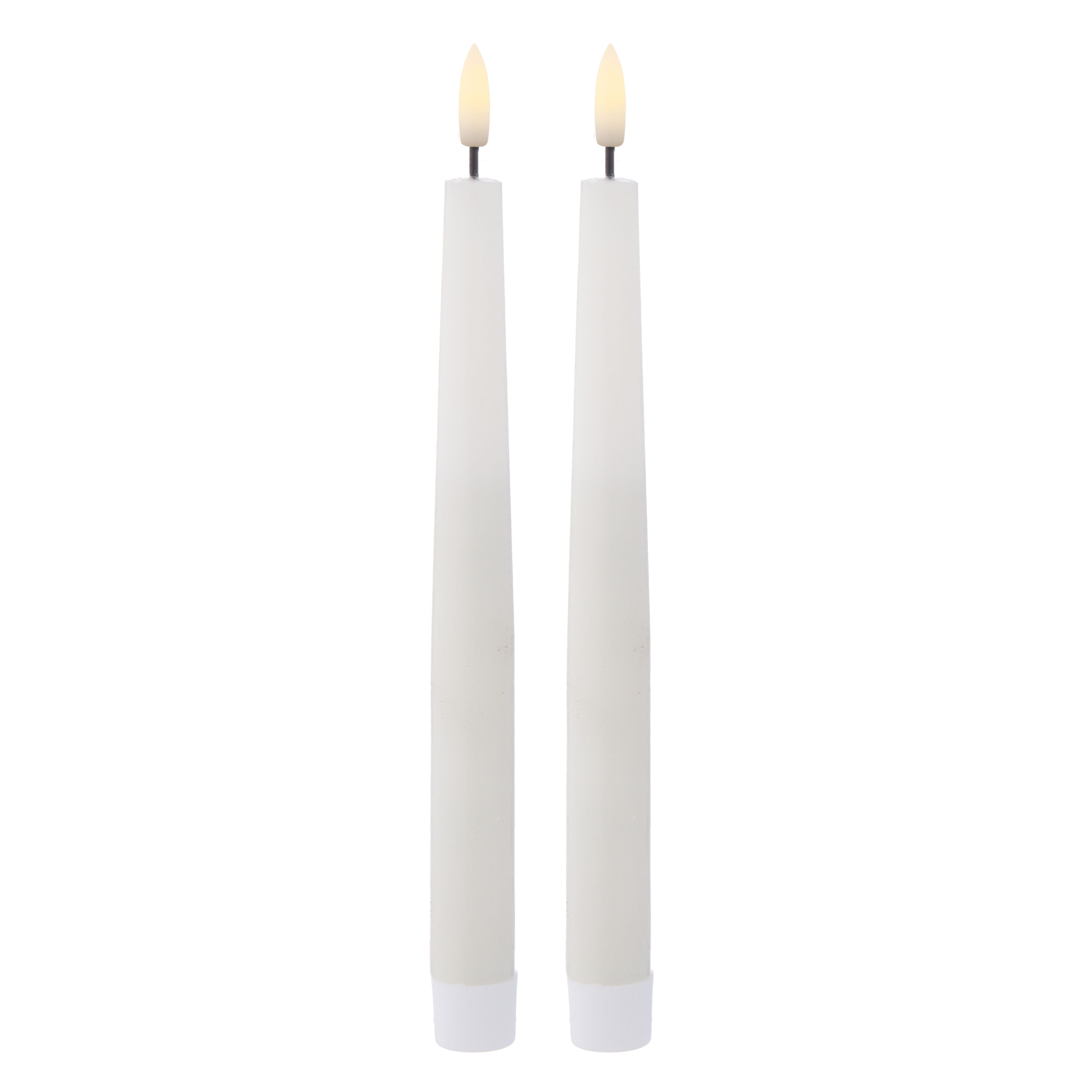 Hughe LED Flickering Taper Candle S/2 (Rustic White - 24CM) by Amalfi