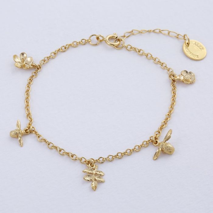 Garden Gathering Charm Bracelet by Alex Monroe - Gold Plate