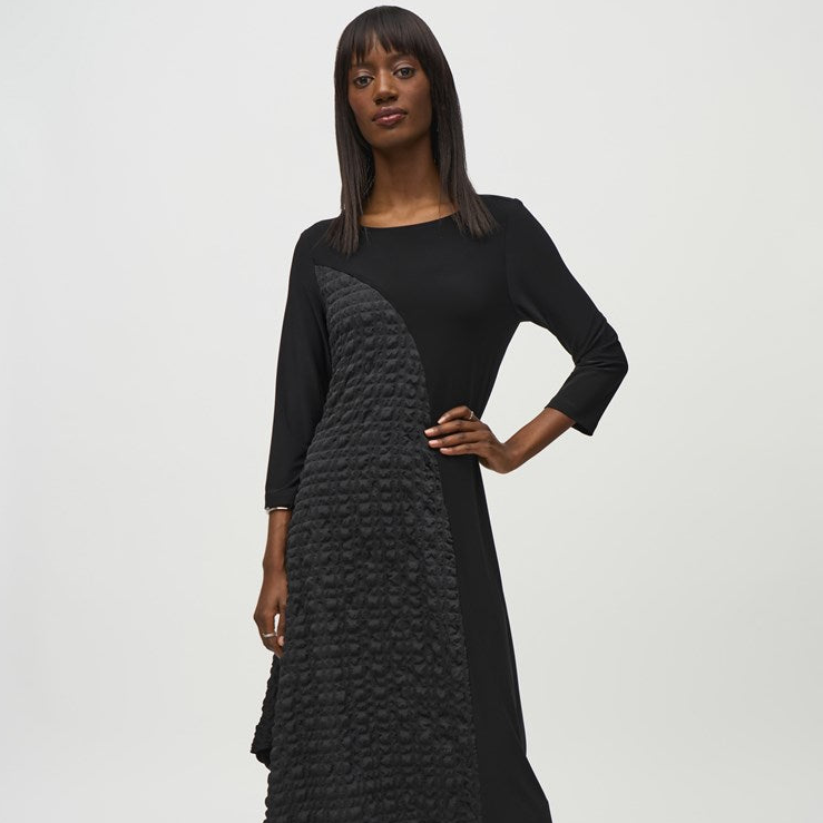Silky Knit And Jacquard Handkerchief Dress by Joseph Ribkoff- Iguana