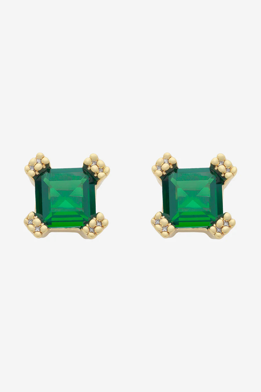Earring - Julianna - Gold Green Stud by Liberte