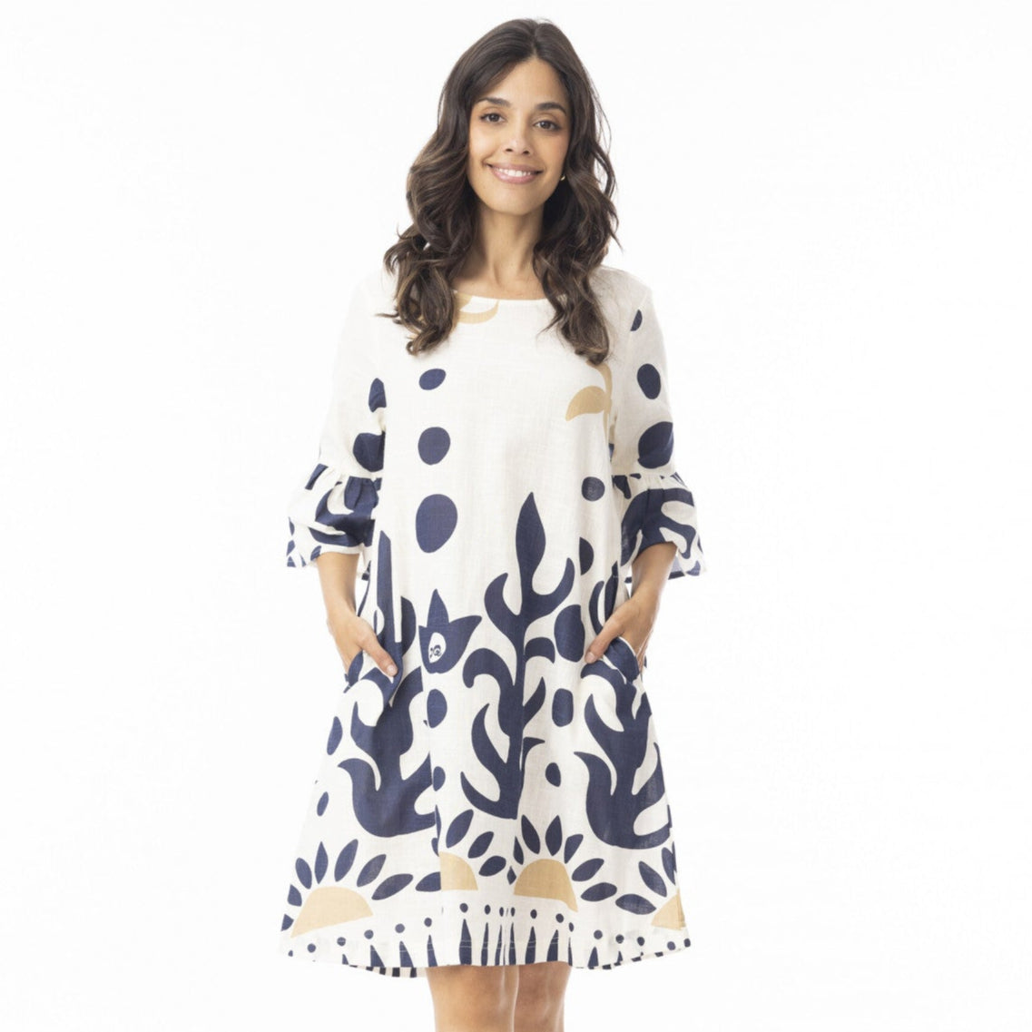 Nazca Dress Contemporary Frill Sleeve by Orientique