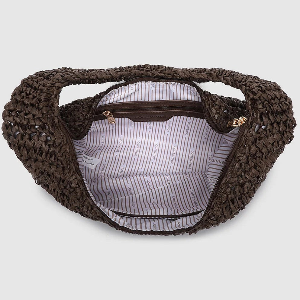 Nellie Shoulder Bag - Raffia Chocolate by Louenhide