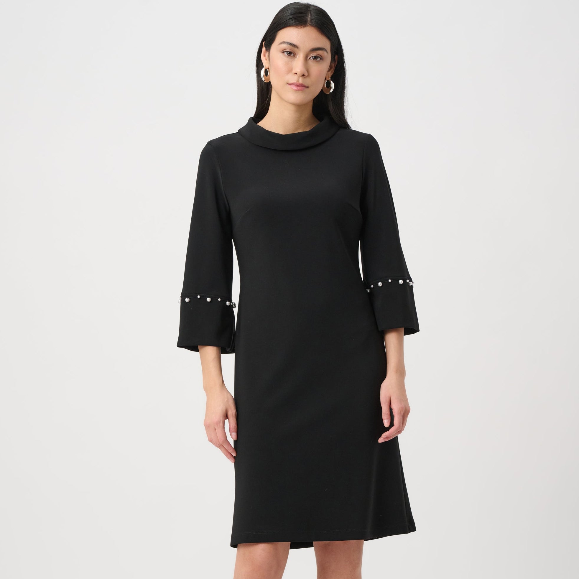 Silky Knit A-Line Dress With Pearl Detail by Joseph Ribkoff