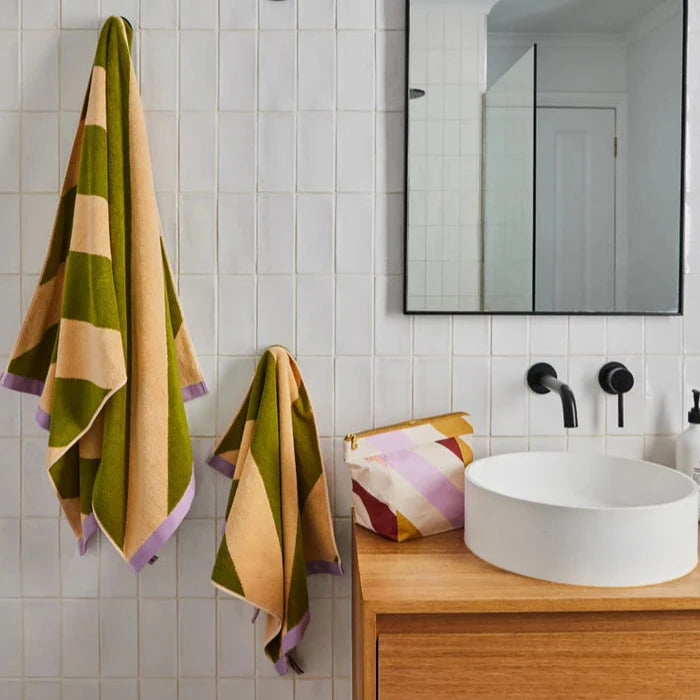 Pistachio Stripe Hand Towel by Mosey Me