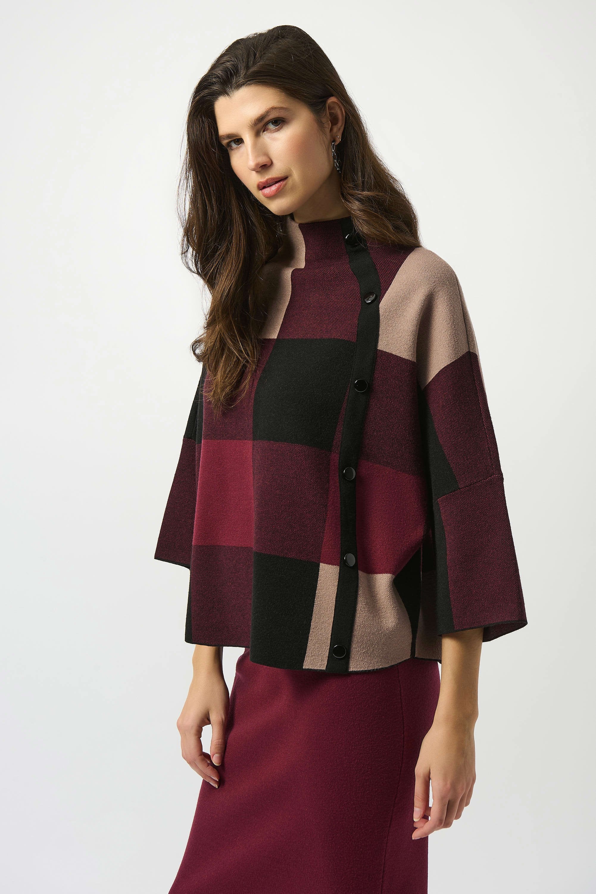 Plaid Jacquard Sweater Knit Top by Jospeh Ribkoff