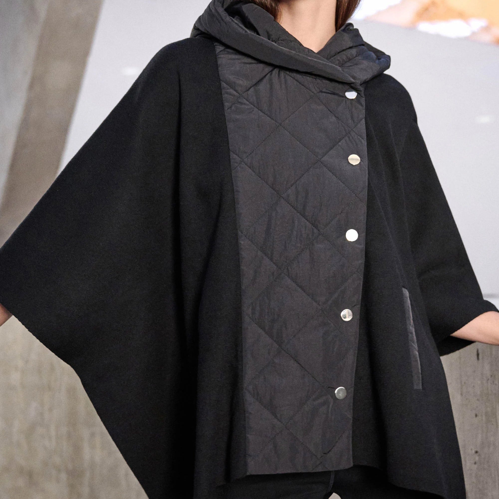 Sweater Knit Quilted Poncho Jacket by Joseph Ribkoff