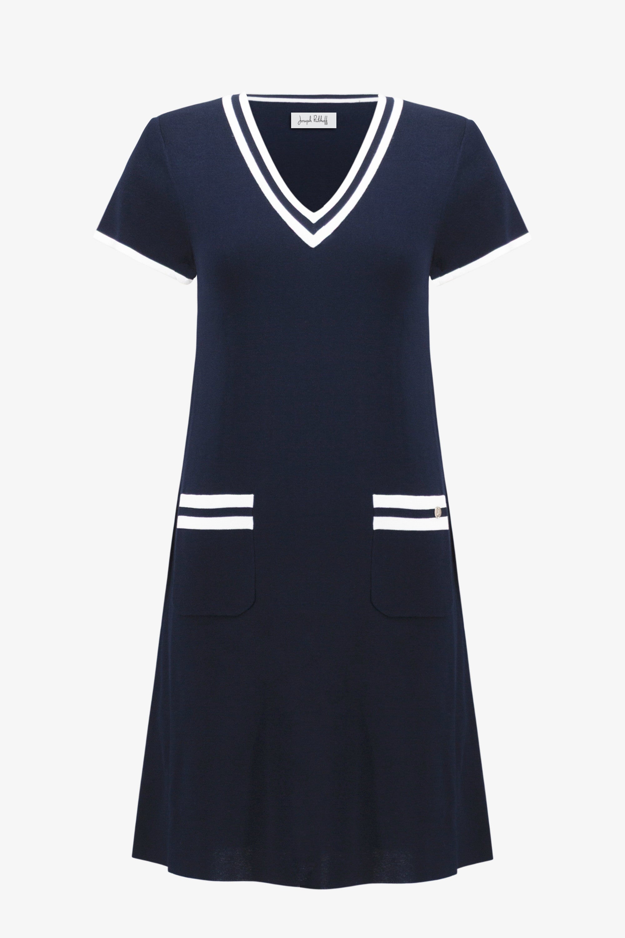 Viscose Knit A-Line Dress With Rib Trim by Joseph Ribkoff