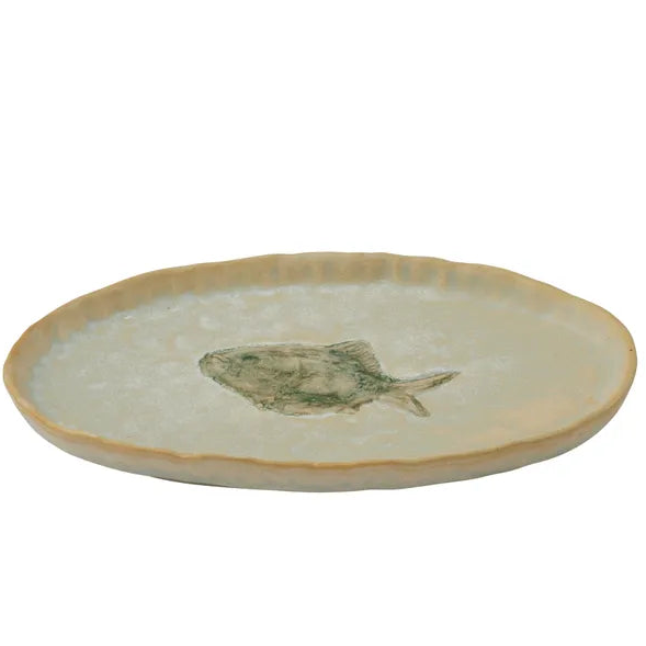 Riva Ceramic Plate 19.5x12cm Ivory/Green by Coast to Coast