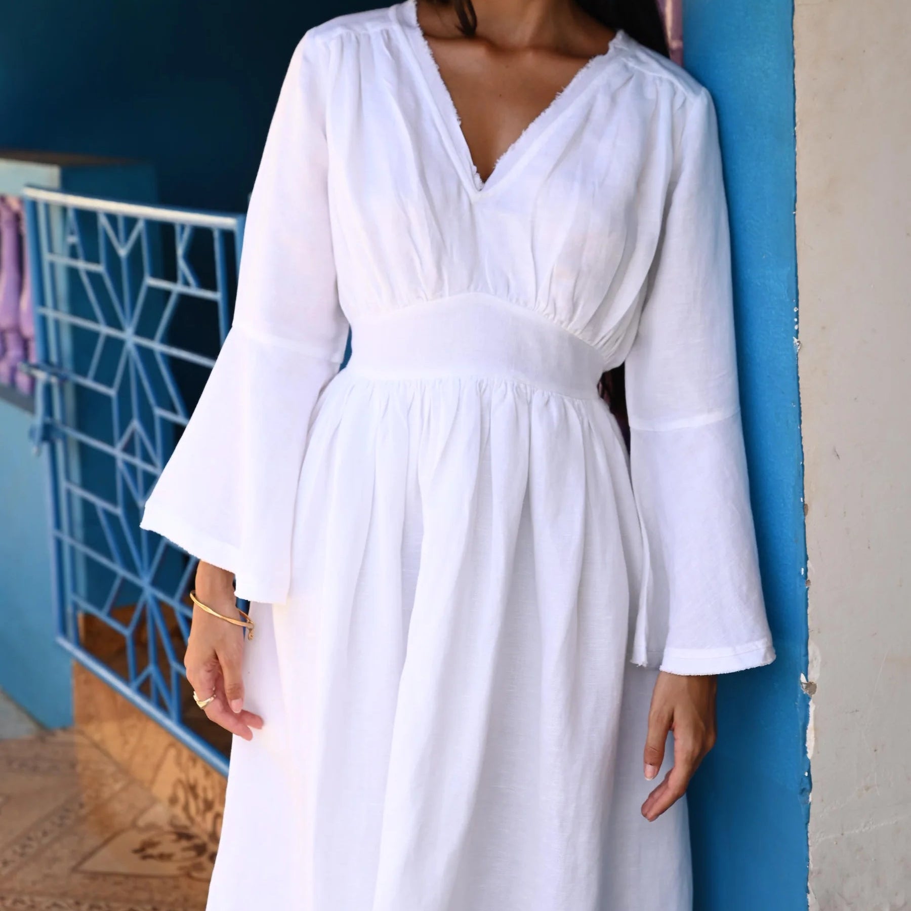Sadie Dress by The Shanty - White Linen Blend