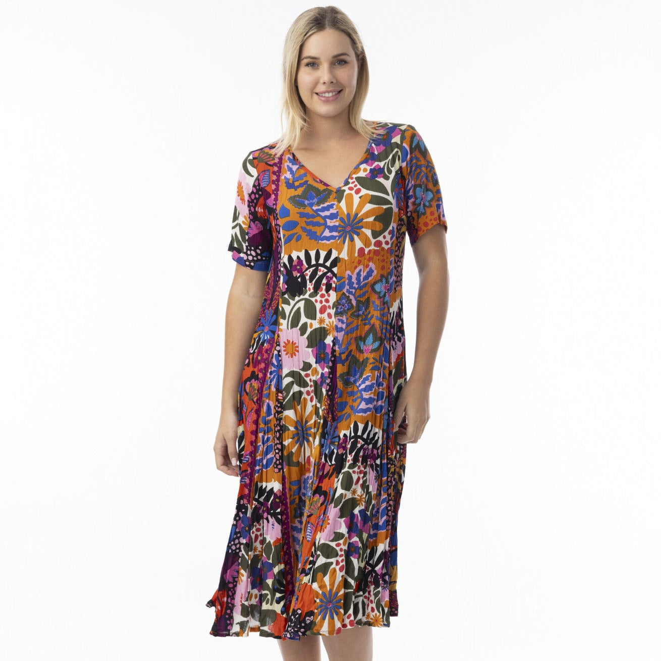 Salvador Dress Godet Short Sleeve by Orientique