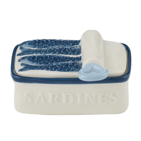 Sardine Ceramic Trinket Box 12x9x6cm Wh/Blue by Coast to Coast