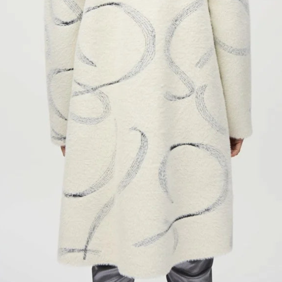 Abstract Jaquard Sweater Coat by Joseph Ribkoff - White with pale black