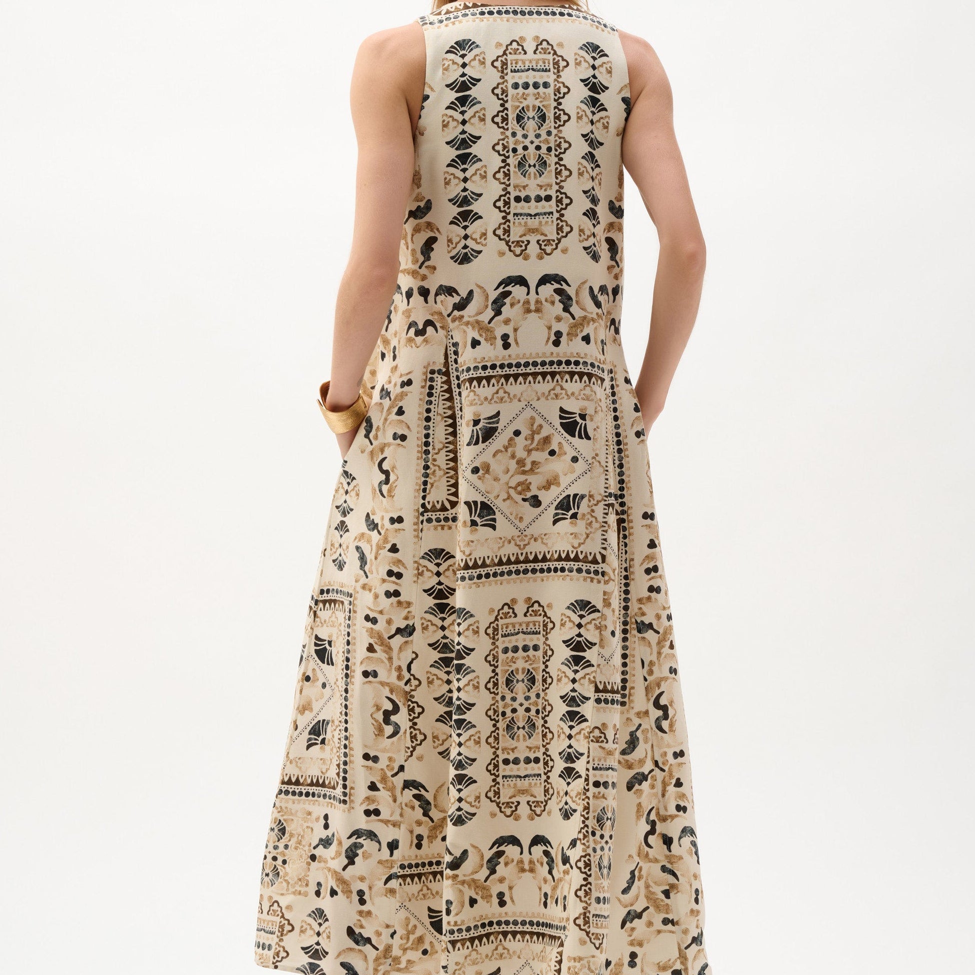 Linen Blend Scarf Print A-Line Dress by Joseph Ribkoff