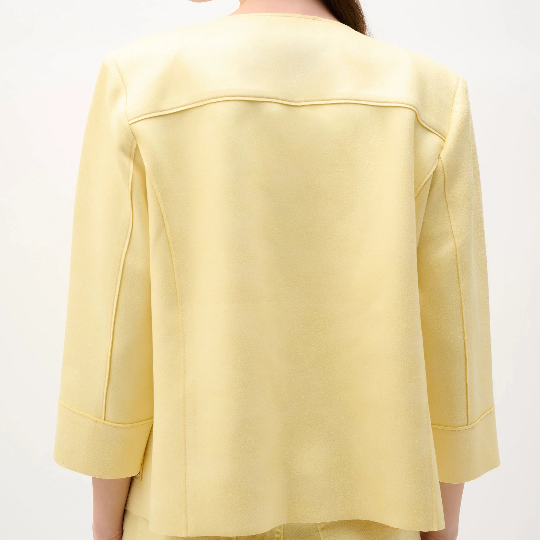 Foiled Scuba Suede Boxy Jacket With Stud Details by Joseph Ribkoff