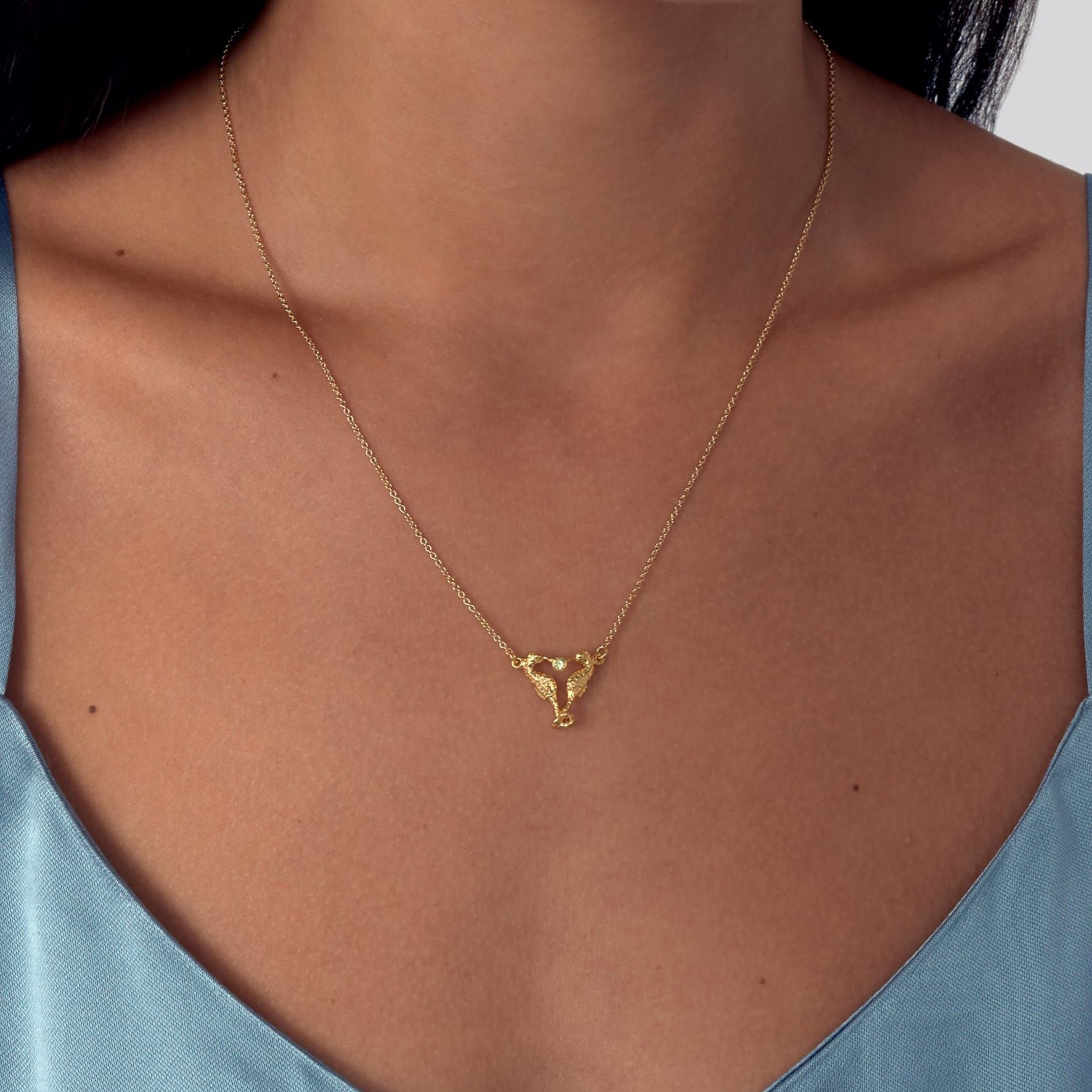 Seahorse companion necklace by Alex Monroe - Gold Plate
