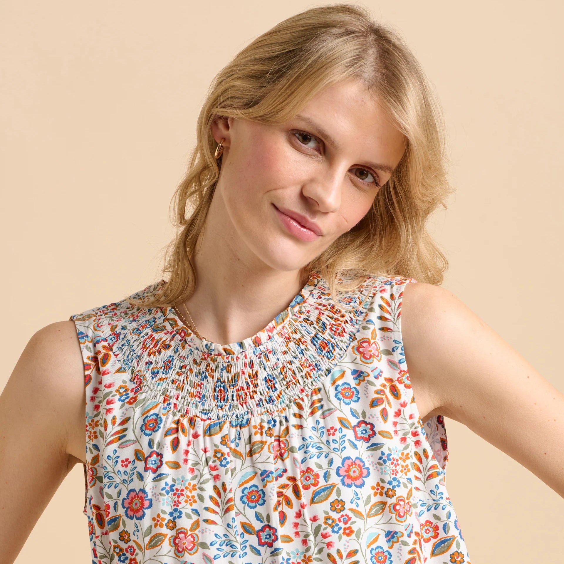 Cream Secret Garden Sleeveless top by Brakeburn