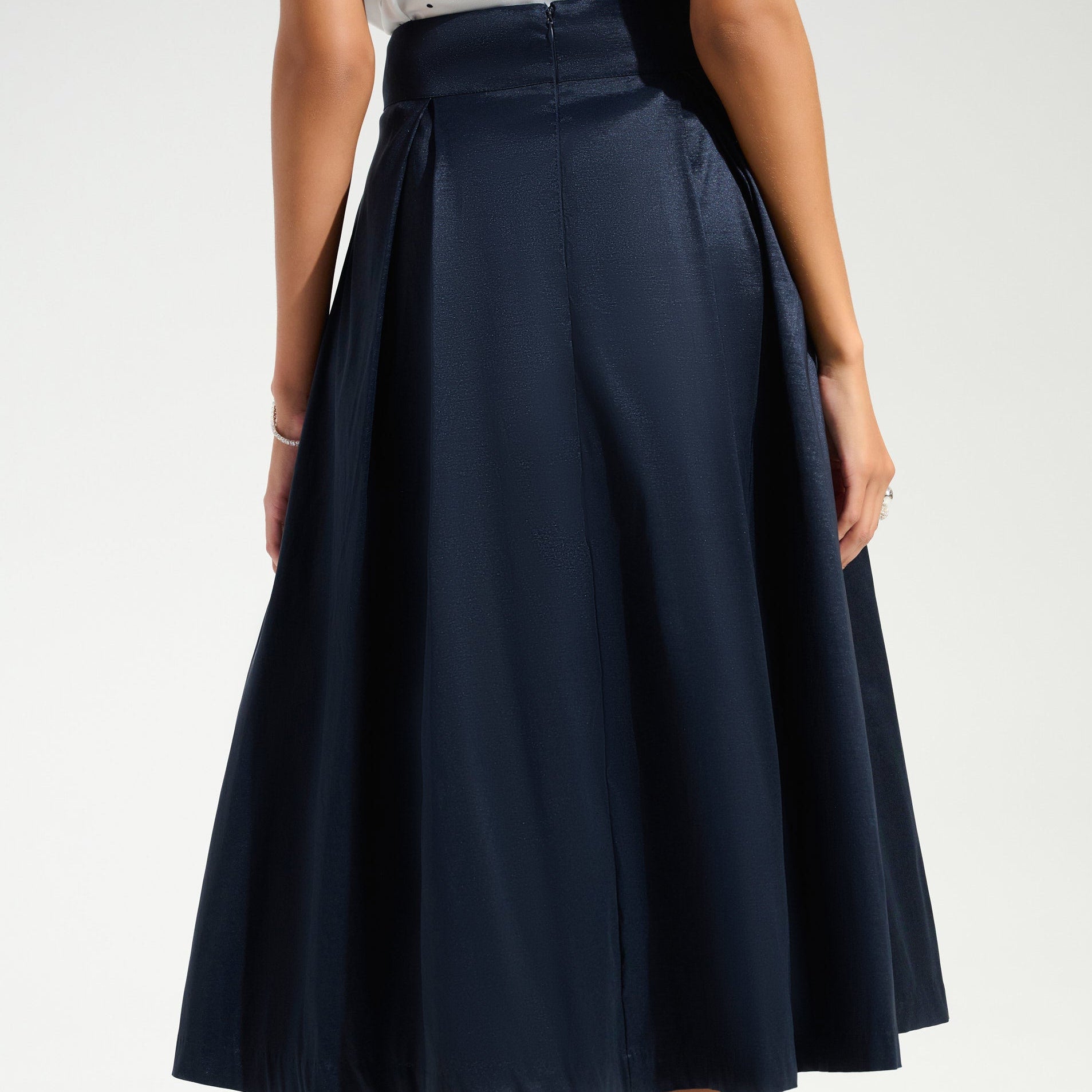 Signature | |Stretch Taffeta Flared Skirt With Box Pleats by Joseph Ribkoff