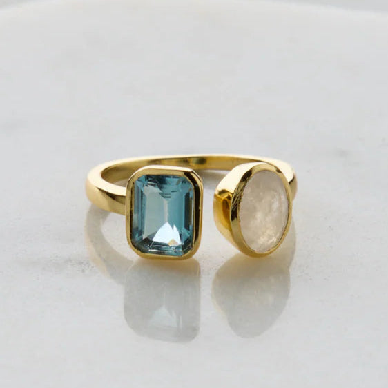 Skylar ring by Zafino - Moonstone and Blue Topaz