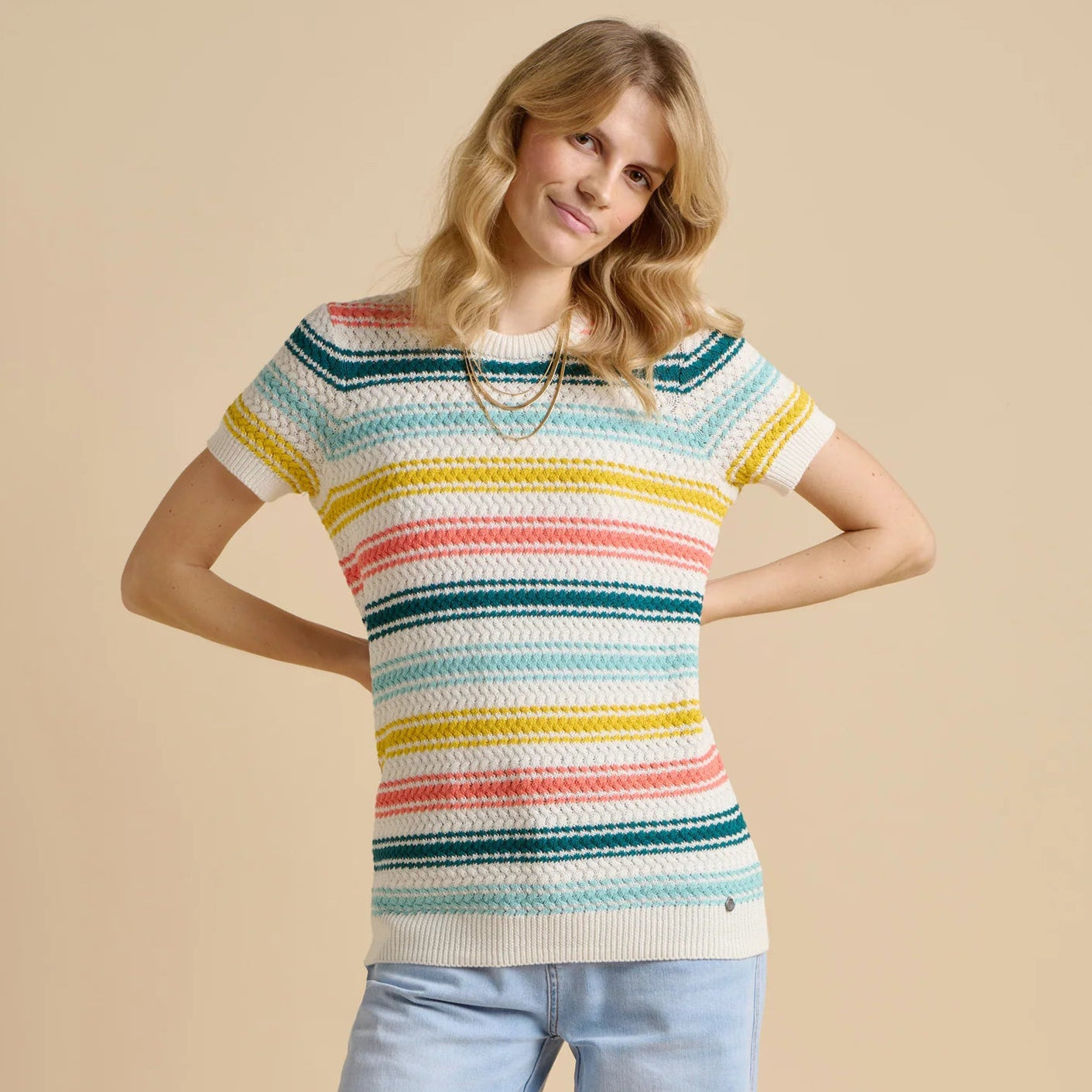 Rainbow Stripe Knitted Tee by Brakeburn