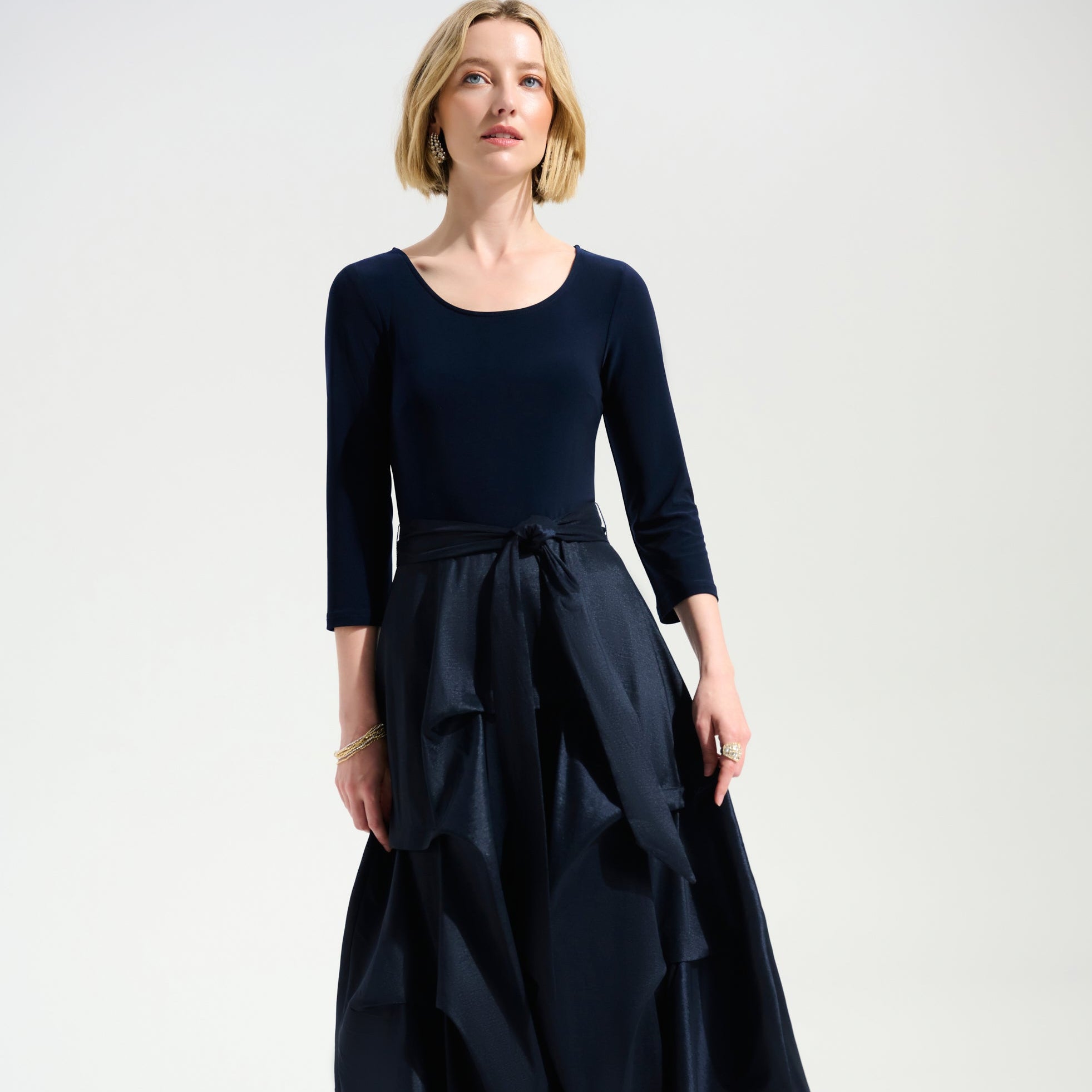 Signature | Stretch Taffeta Fit And Flare Dress With Silky Knit Bodice by Joseph Ribkoff