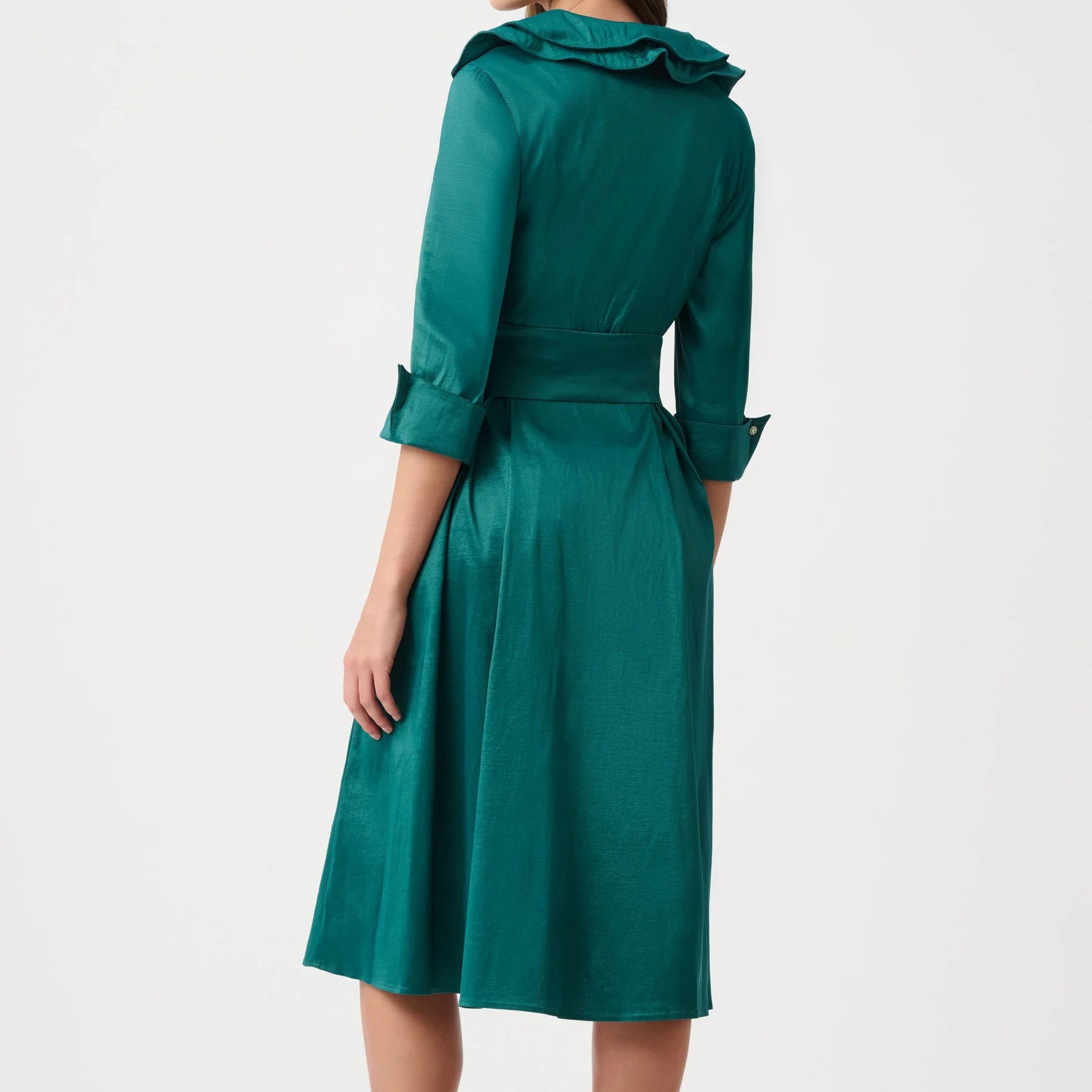 Signature | Stretch Taffeta Fit And Flare Dress With Lapel Collar by Joseph Ribkoff