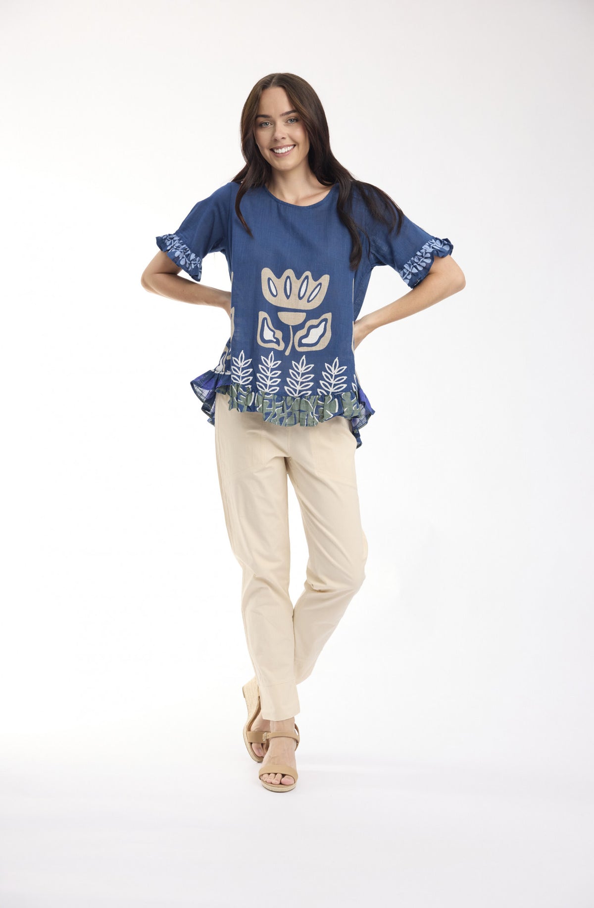 Liberte Blue Top Frill by Orientique