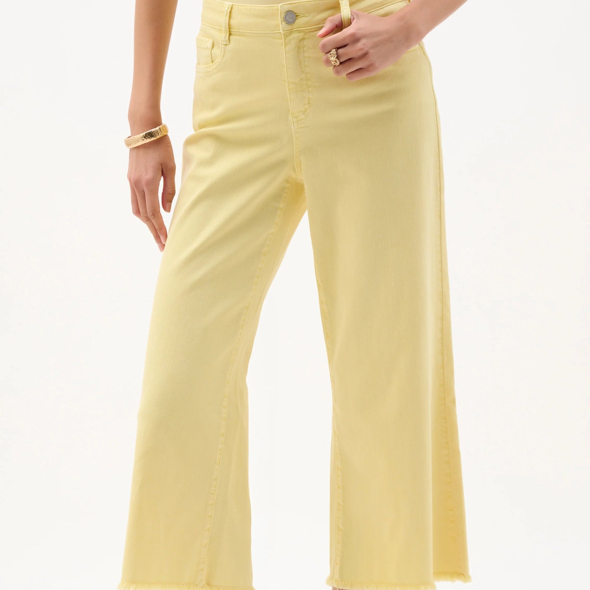 Goldie | Featherweave Denim Wide Leg Cropped Jeans by Joseph Ribkoff